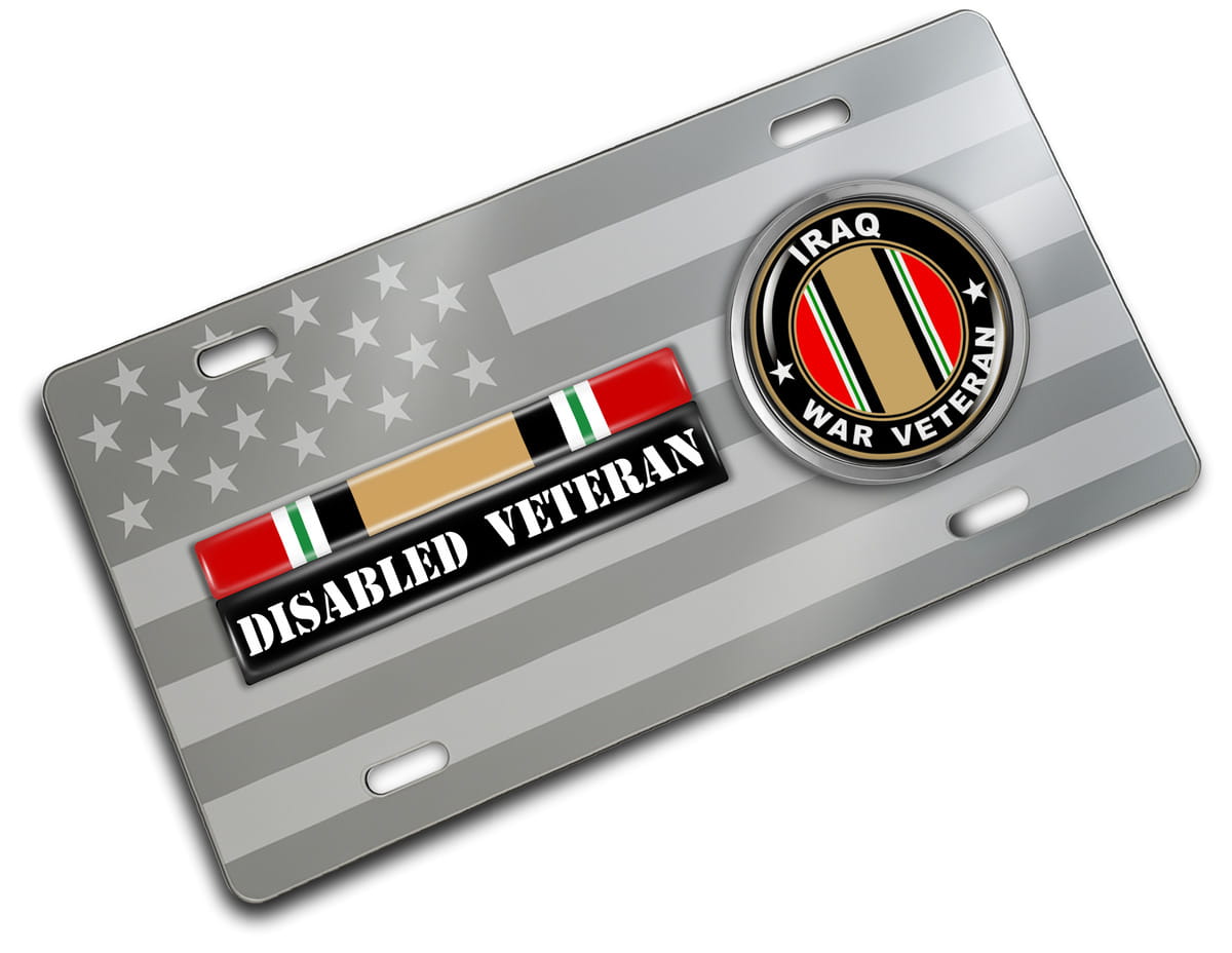 Iraq Disabled Veteran - Stainless Steel Car License Plate